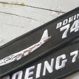 2 PCS Embroidery Boeing 747 Trinket Keychain Phone Strap Aviation Key Chain