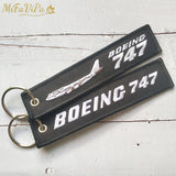2 PCS Embroidery Boeing 747 Trinket Keychain Phone Strap Aviation Key Chain