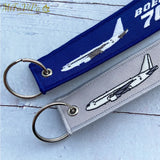 Gray Embroidery Boeing 767 Trinket Keychain Aviation Key Chain Men Gift