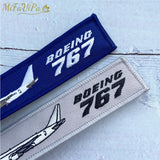 Gray Embroidery Boeing 767 Trinket Keychain Aviation Key Chain Men Gift