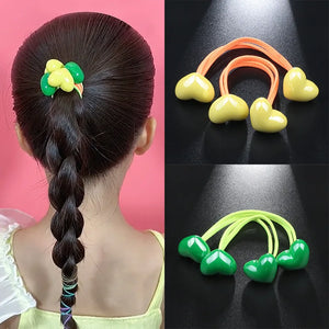 2 PCS Girls' Acrylic Love HairBand Elastic Curly Hair Rope