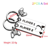 Funny Couple Gamers Player 1 Player 2 Matching Keychain - Gaming Gift