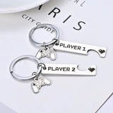 Funny Couple Gamers Player 1 Player 2 Matching Keychain - Gaming Gift
