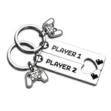 Funny Couple Gamers Player 1 Player 2 Matching Keychain - Gaming Gift