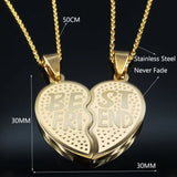 2 PCS Heart Stainless Steel Necklace for Gift Silver Friendship Necklace