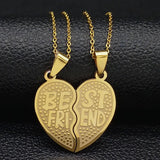 2 PCS Heart Stainless Steel Necklace for Gift Silver Friendship Necklace