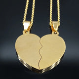2 PCS Heart Stainless Steel Necklace for Gift Silver Friendship Necklace