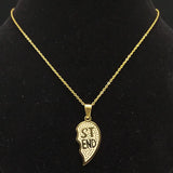2 PCS Heart Stainless Steel Necklace for Gift Silver Friendship Necklace