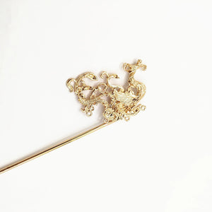 2 PCS KC Plated Hair Fork Vintage Alloy Hair Sticks DIY Hair Accessories