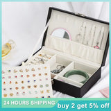 Leather Jewelry Storage Box Travel Organizer Portable Accessory Carry Case