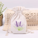 Embroidered Drawstring Gift Bag with Lavender Dried Flower Fragrance
