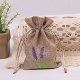 Embroidered Drawstring Gift Bag with Lavender Dried Flower Fragrance