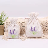 Embroidered Drawstring Gift Bag with Lavender Dried Flower Fragrance