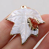 2 PCS Shell Pendant Mother Of Pearl Leaf-Shaped for DIY Jewelry Making