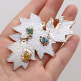 2 PCS Shell Pendant Mother Of Pearl Leaf-Shaped for DIY Jewelry Making