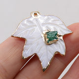 2 PCS Shell Pendant Mother Of Pearl Leaf-Shaped for DIY Jewelry Making