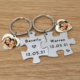 Personalized Puzzle Keychains Couples Keyings Photo Keychain Love