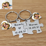 Personalized Puzzle Keychains Couples Keyings Photo Keychain Love