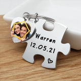 Personalized Puzzle Keychains Couples Keyings Photo Keychain Love