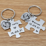 Personalized Puzzle Keychains Couples Keyings Photo Keychain Love