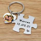 Personalized Puzzle Keychains Couples Keyings Photo Keychain Love