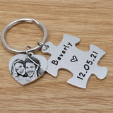 Personalized Puzzle Keychains Couples Keyings Photo Keychain Love