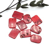 2 PCS Red Coral Rectangle Sea Bamboo Coral Pendant DIY Jewelry Making
