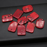 2 PCS Red Coral Rectangle Sea Bamboo Coral Pendant DIY Jewelry Making