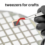 2 PCS Curved Bent Rubber Tip Stainless Steel Craft Tweezers