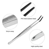 2 PCS Curved Bent Rubber Tip Stainless Steel Craft Tweezers