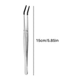 2 PCS Curved Bent Rubber Tip Stainless Steel Craft Tweezers