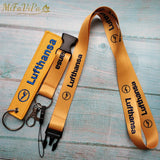 2 PCS Yellow Lufthansa Keychains Neck Strap Sleutelhanger