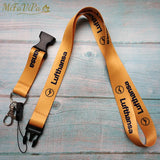 2 PCS Yellow Lufthansa Keychains Neck Strap Sleutelhanger