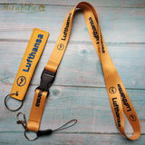 2 PCS Yellow Lufthansa Keychains Neck Strap Sleutelhanger
