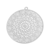 2 PCs Silver Filigree Round Pendants DIY Jewelry Findings Charms