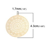 2 PCs Silver Filigree Round Pendants DIY Jewelry Findings Charms