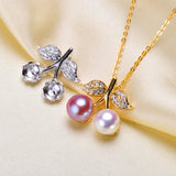 2 PEARLS 925 Sterling Silver Pearl Pendant Cherry Pendant Findings