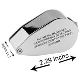 2 Pack 40X Metal Jewelry Loop Magnifier Light LED Money Detector
