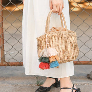 2 Pack Boho Pom Pom Tassel Bag Charm Keychain, Car Key Ring Pendant