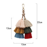 2 Pack Boho Pom Pom Tassel Bag Charm Keychain, Car Key Ring Pendant