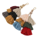 2 Pack Boho Pom Pom Tassel Bag Charm Keychain, Car Key Ring Pendant