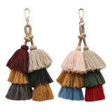 2 Pack Boho Pom Pom Tassel Bag Charm Keychain, Car Key Ring Pendant