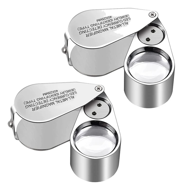 2 Pack Delixike Pocket Folding Magnifying Glass with LED Light