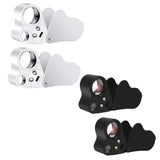 2 Pack Foldable Jewelry Loupe 30X 60X Lighted Illuminated Eye Magnifier