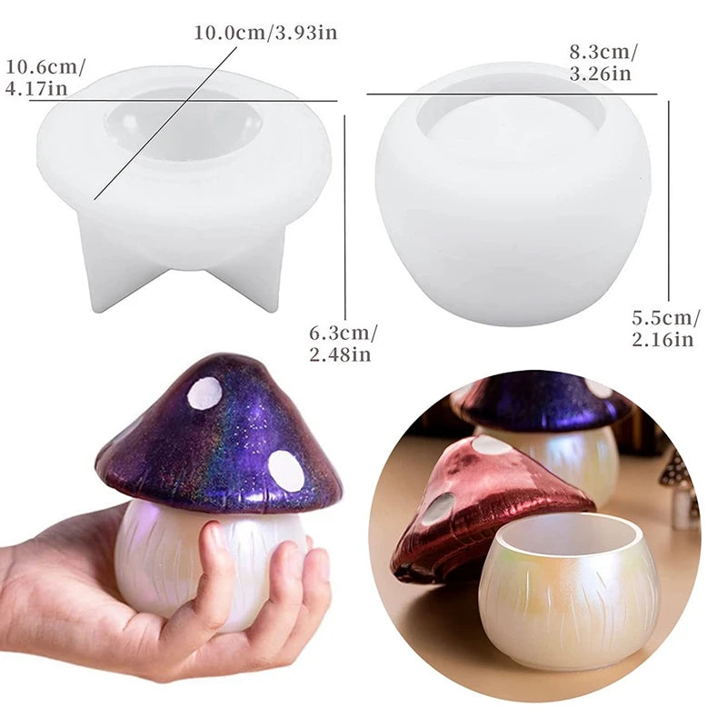 2 Pack Mushroom Jar Resin Mold Halloween Container Silicone Mold