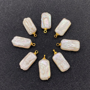 2 Pack Baroque Pearl Rectangle Pendant Necklace Earrings