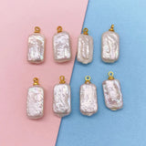 2 Pack Baroque Pearl Rectangle Pendant Necklace Earrings
