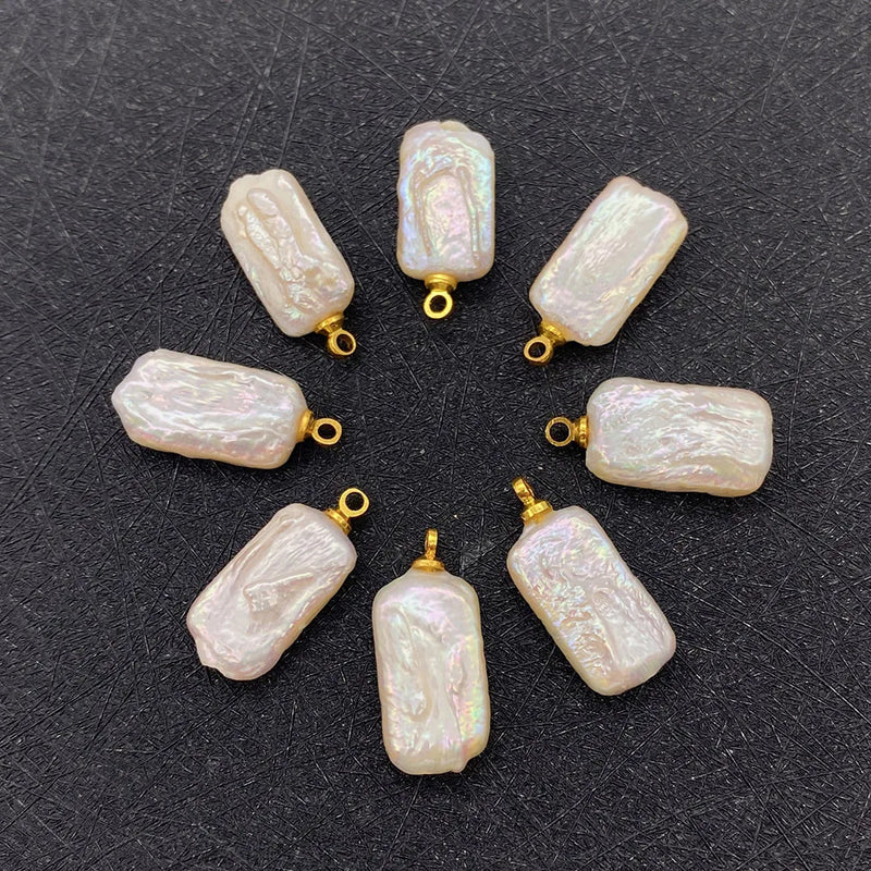 2 Pack Baroque Pearl Rectangle Pendant Necklace Earrings