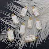 2 Pack Baroque Pearl Rectangle Pendant Necklace Earrings