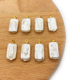 2 Pack Baroque Pearl Rectangle Pendant Necklace Earrings